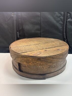 Antique Bentwood Pantry Box, Round Lapped-Seam Wooden Storage Box with Lid